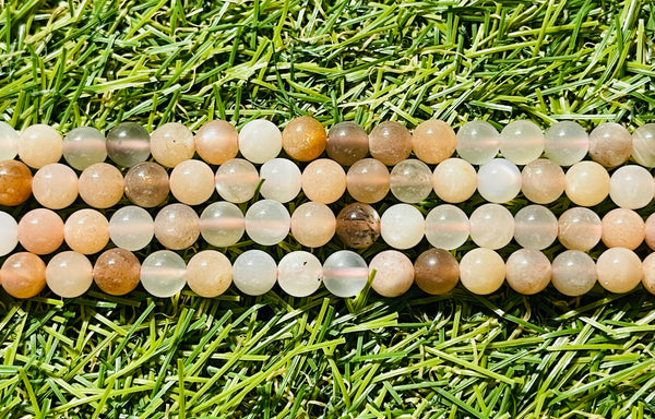 Perles en pierre naturelle en Pierre de Lune pêche en 6 mm - les bijoux de Thea 
