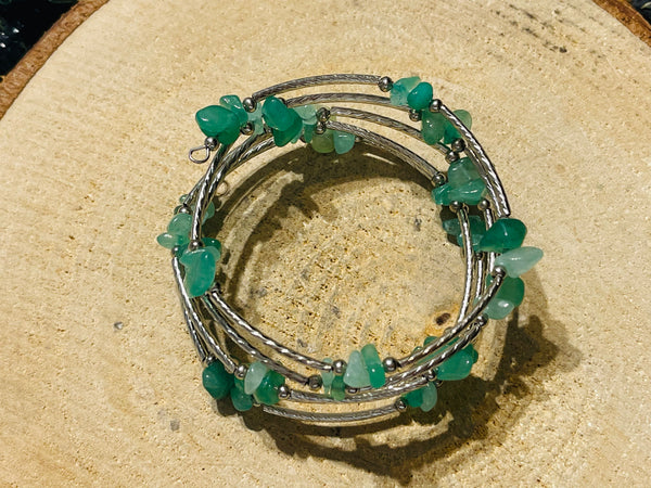 Lot de 5 Bracelets à mémoire en perles naturelles en Aventurine verte (5) - les bijoux de Thea 