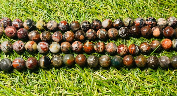 Perles naturelles en Jaspe Bréchique en 8 mm - Les bijoux de Théa