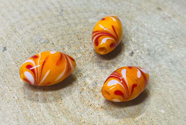 Lot de 2 intercalaires Perle en verre de Murano orange émaillée pour bracelet - les bijoux de Thea 