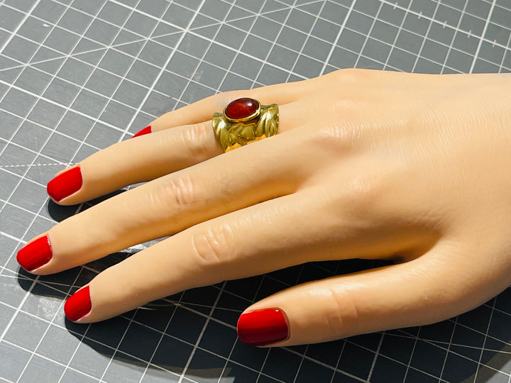 Bague sertie d´une cornaline, taille réglable - les bijoux de Thea 