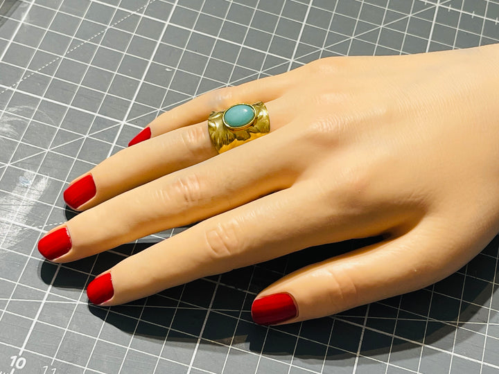 Bague sertie d´une Amazonite, taille réglable - les bijoux de Thea 