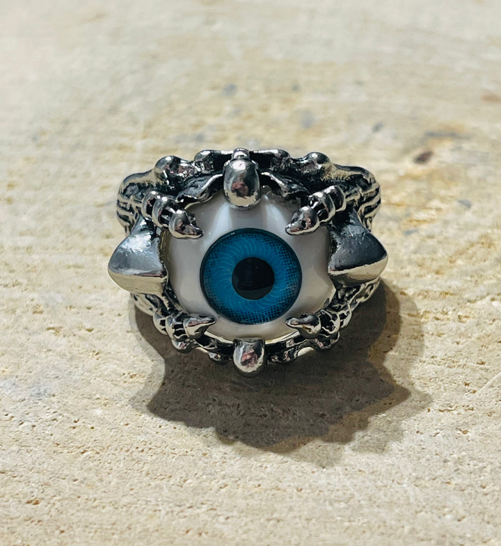 Bague mauvais œil bleu, taille réglable - les bijoux de Thea