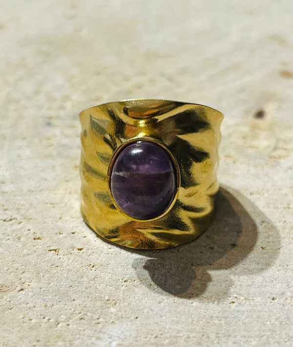 Bague sertie d´une Amethyste, taille réglable - les bijoux de Thea 