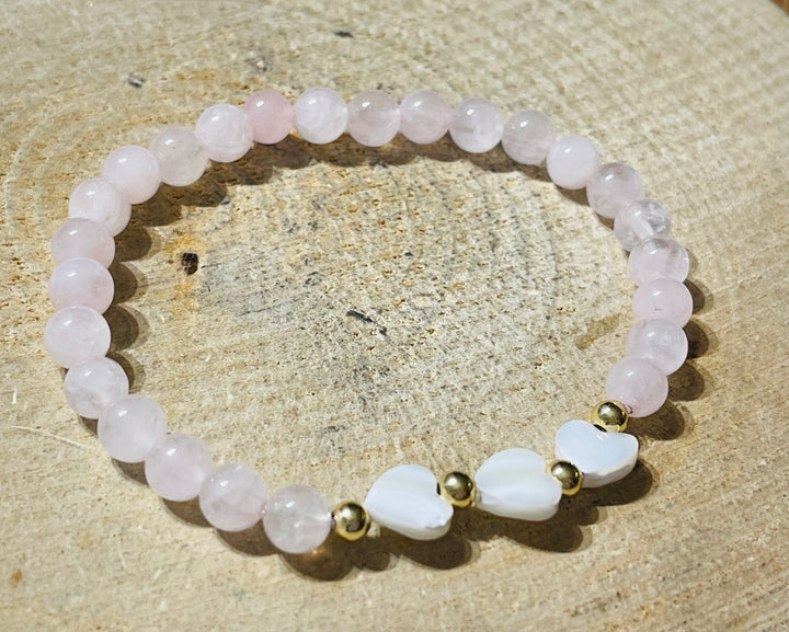 Lot de 5 Bracelets en pierre naturelle Quartz rose et Nacre (85) - les bijoux de Thea 