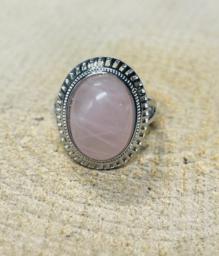 Bague sertie d'un Quartz rose, Taille 60 - les bijoux de Thea 