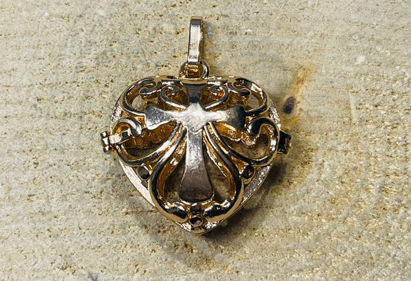 Pendentif cage coeur croix doré pour pierre naturelle - les bijoux de thea 