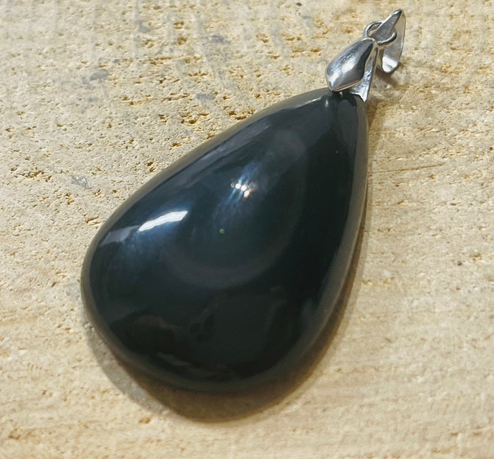 Pendentif serti d'une Obsidienne oeil céleste (6) - les bijoux de Thea 