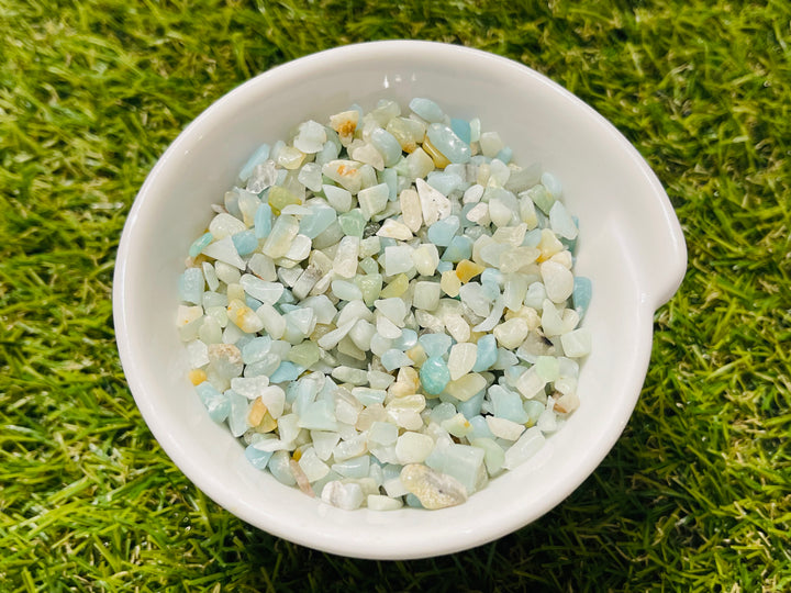 Chips / pépites Naturelles en Multi Amazonite non percées en 2-8 mm (50 grs) - Les bijoux de Théa