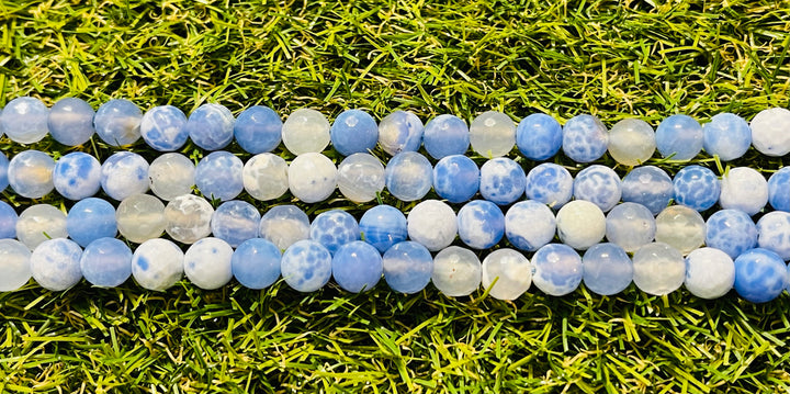 Perles naturelles en Agate facettée bleue en 8 mm - Les bijoux de Théa