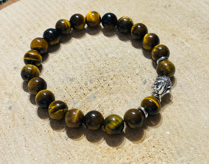 Lot de 5 Bracelets en perles naturelles en Œil de tigre et bouddha (4) - les bijoux de Thea 