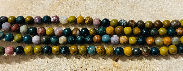 Perles naturelles en Jaspe Océan en 6 mm
