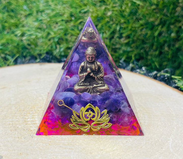 Orgonite avec Amethyste, bouddha, lotus (16) - Les bijoux de Théa