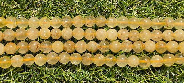 Perles naturelles en Quartz Rutile Doré en 8 mm