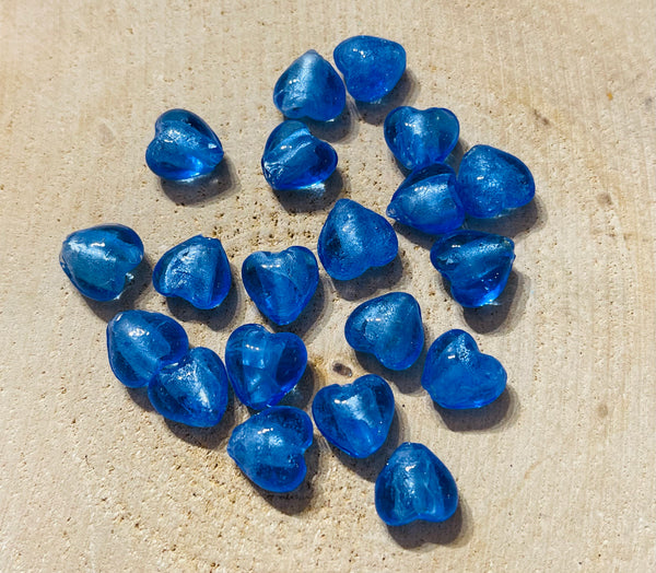 Lot de 5 intercalaires Perle en verre coeur bleu pour bracelet