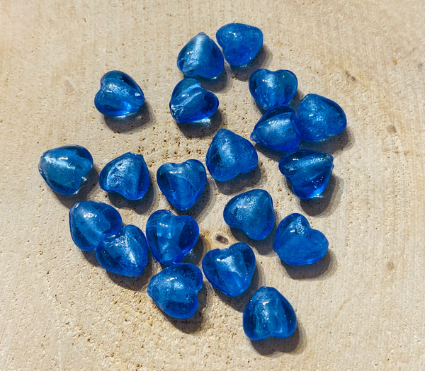 Lot de 5 intercalaires Perle en verre coeur bleu pour bracelet - Les bijoux de Théa