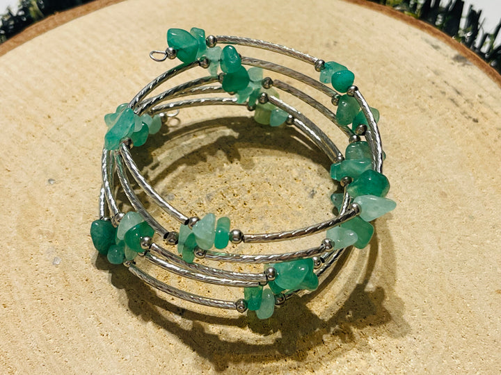 Lot de 5 Bracelets à mémoire en perles naturelles en Aventurine verte (5) - les bijoux de Thea 