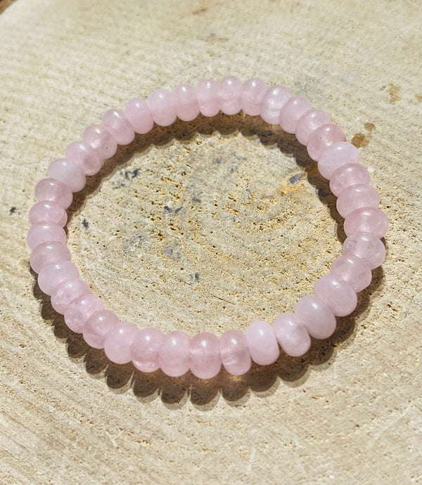 Lot de 5 Bracelets de perles en pierre naturelle en Quartz rose rondelle 8 mm (87) - les bijoux de Thea 