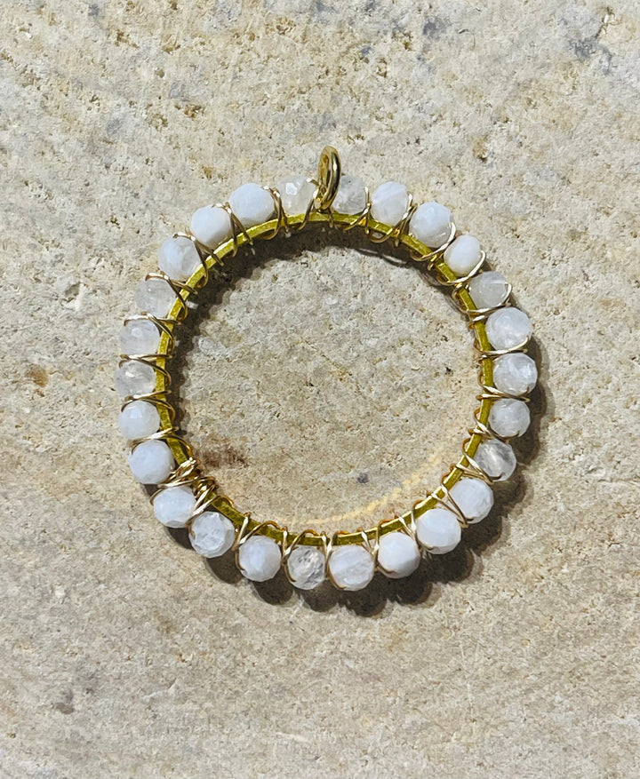 Pendentif de perles en pierre naturelle Péristérite (pierre de lune) - les bijoux de Thea