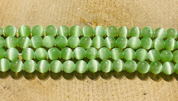 Perles naturelles en Sélénite verte du Canada en 8 mm - les bijoux de Thea 