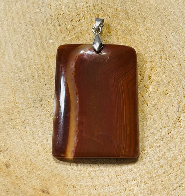 Gros Pendentif en Agate rectangle - les bijoux de Thea 