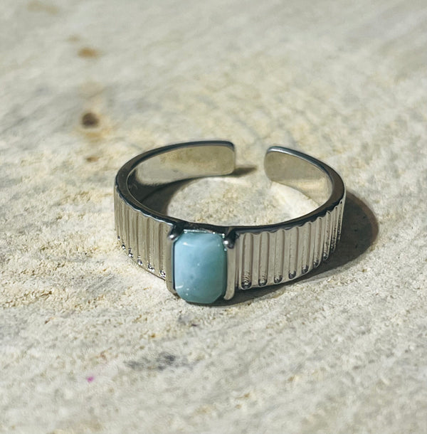 Bague en Larimar, Taille réglable - les bijoux de Thea
