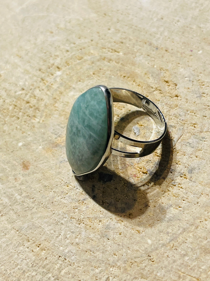Bague sertie d’Amazonite au choix, taille réglable - les bijoux de Thea 