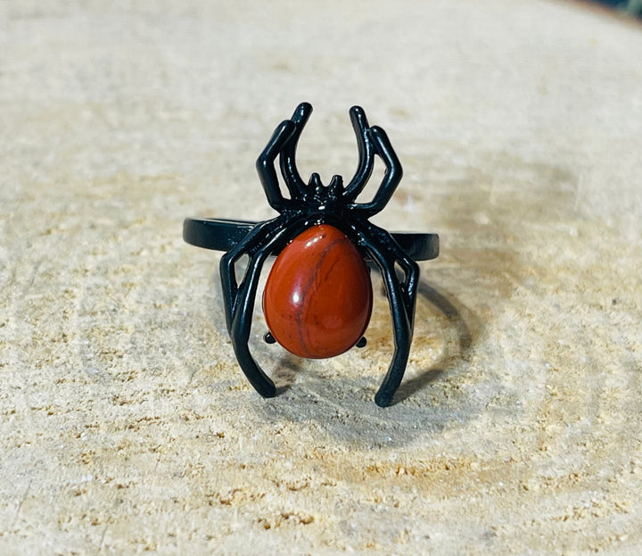 Bague Araignée en Jaspe rouge, Taille 53-59 (réglable) - les bijoux de Thea 