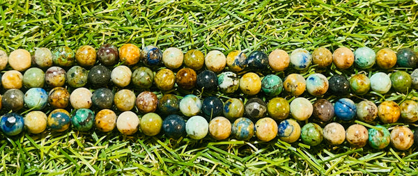 Perles naturelles en Chrysocolle et Lapis lazuli en 6 mm - Les bijoux de Théa