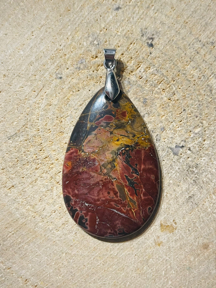 Pendentif en Jaspe Picasso au choix - les bijoux de Thea 