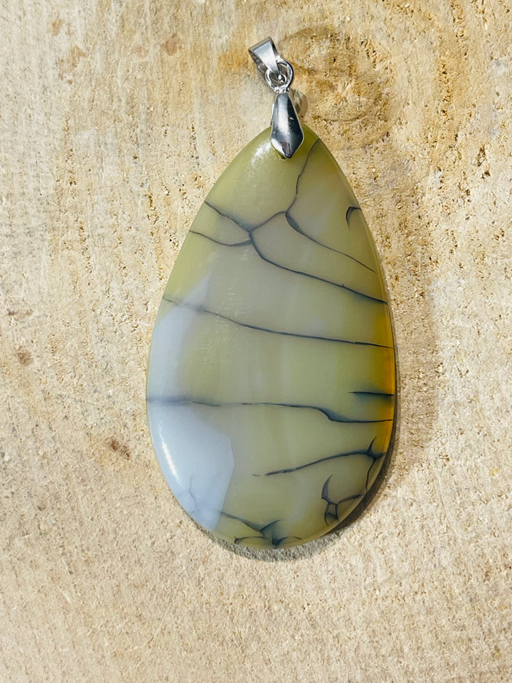 Pendentifs en Agate Veine de dragon jaune/vert au choix - les bijoux de Thea 