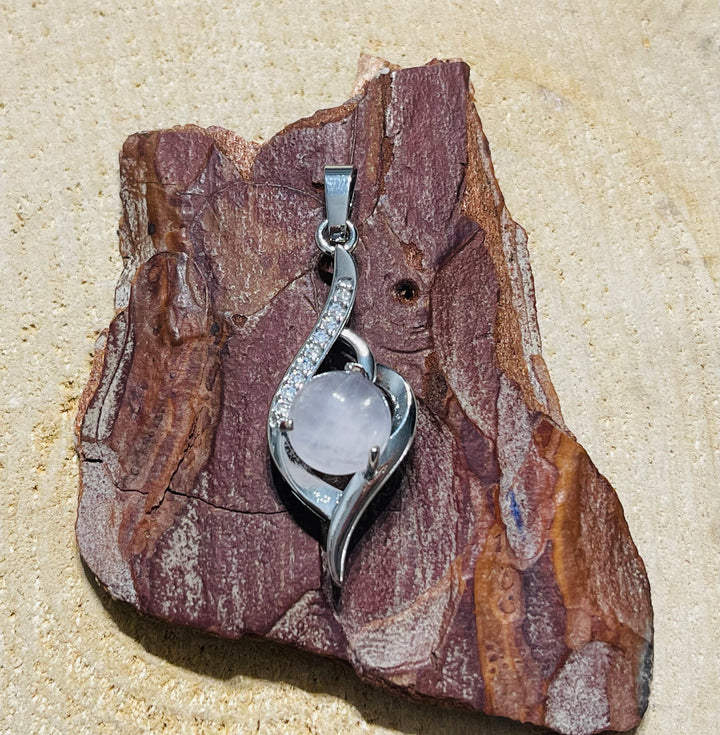 Pendentif avec Quartz rose et cz - Les bijoux de Théa