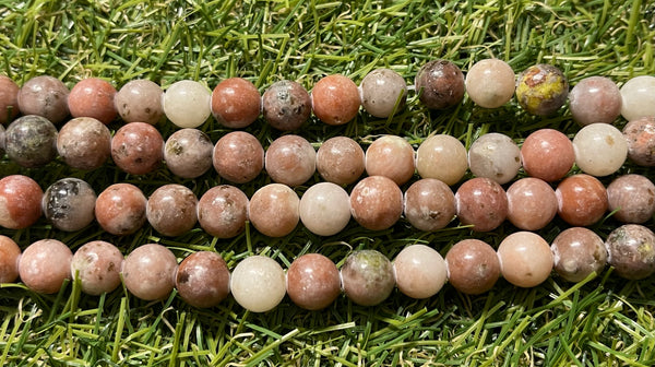 Perles naturelles en Jaspe Fleur de Prunier en 8 mm - Les bijoux de Théa