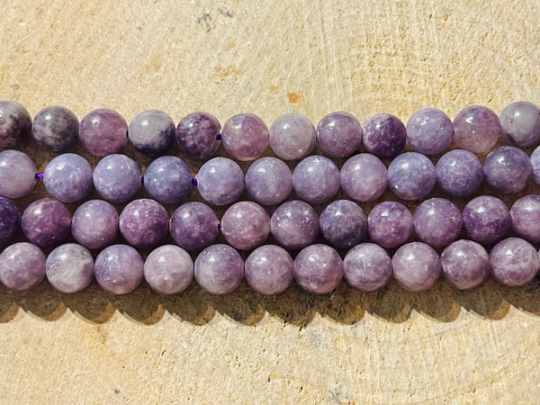 Perles en pierre naturelle en Lépidolite en 8 mm - les bijoux de Thea 