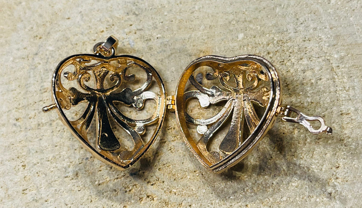 Pendentif cage coeur croix doré pour pierre naturelle - les bijoux de thea 