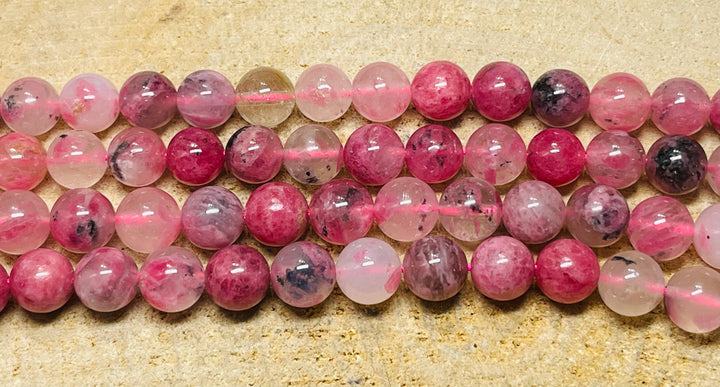 Perles naturelles en Agate Fleurs de cerisier rose en 10 mm - les bijoux de Thea 