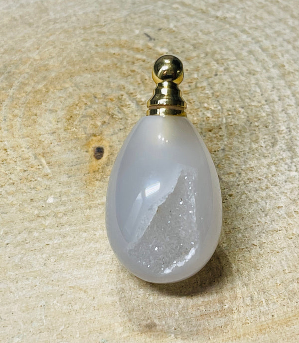 Pendentif Bouteille de parfum en Agate druzy (1)