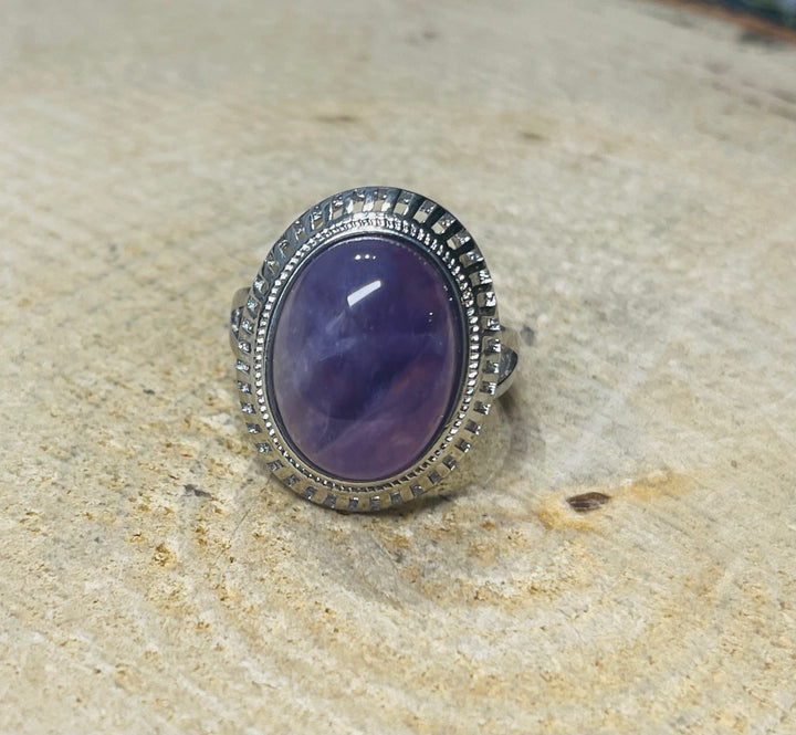 Bague sertie d'une Amethyste , Taille 59 - les bijoux de Thea 