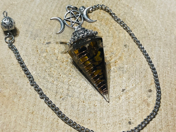 Pendentif / Pendule en Œil de tigre avec chaîne - les bijoux de Thea 