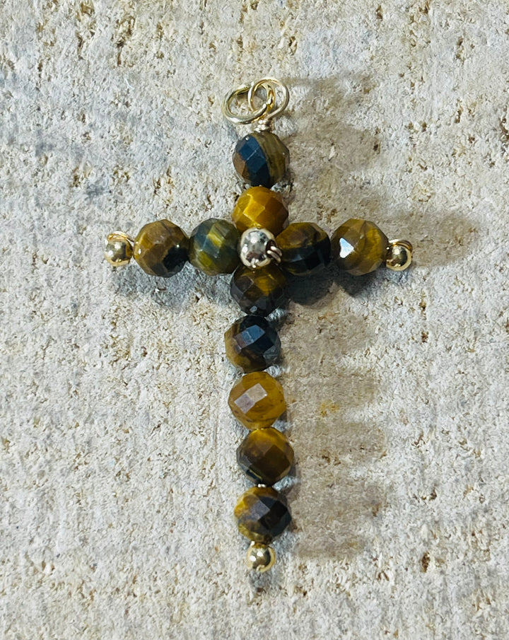 Pendentifs Croix en pierre naturelle Améthyste, Apatite, Howlite, Onyx et Œil de tigre au choix  - les bijoux de Thea 