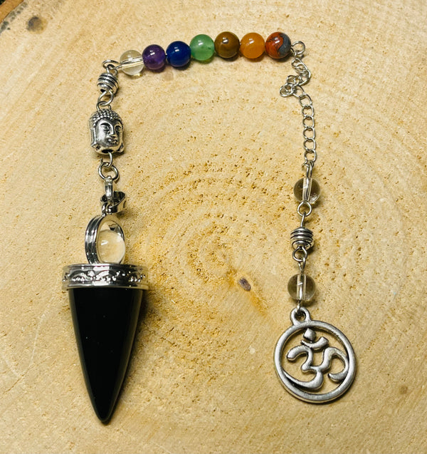 Pendule 7 chakras composé de pierres naturelles, Onyx