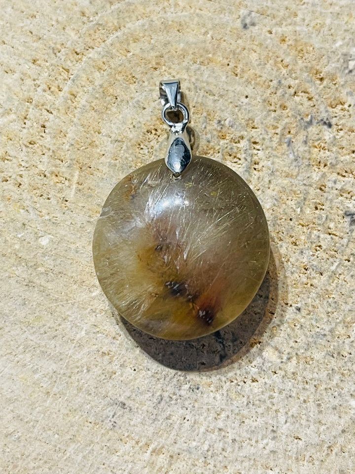 Pendentif en Quartz rutile doré au choix (2) - les bijoux de Thea