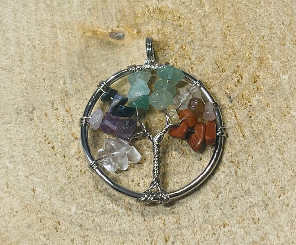 Pendentif en arbre de vie 7 chakras, 30 mm - les bijoux de thea 