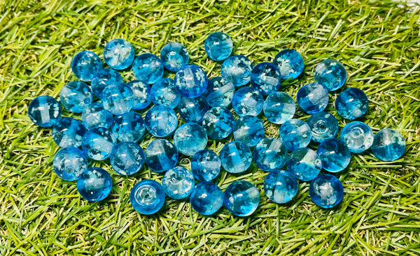 Perles en verre Hotaru d’Okinawa bleues ciel et paillettes blanches en 10 mm pour bracelet