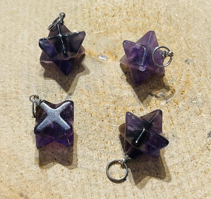 Pendentif Merkaba Etoile en Améthyste - les bijoux de Thea