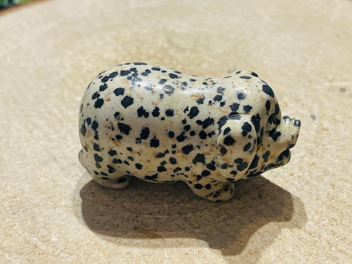 Cochon en Jaspe dalmatien - les bijoux de Thea 