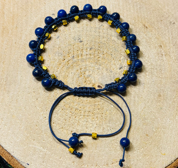 Lot de 5 Bracelets réglables en perles naturelles en Lapis-lazuli (50) - les bijoux de Thea