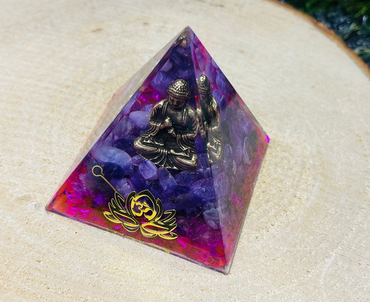 Orgonite avec Amethyste, bouddha, lotus (16) - Les bijoux de Théa