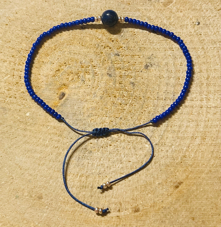 Lot de 5 Bracelets en perle naturelle en Lapis-lazuli et perles de rocailles (15) - les bijoux de Thea 