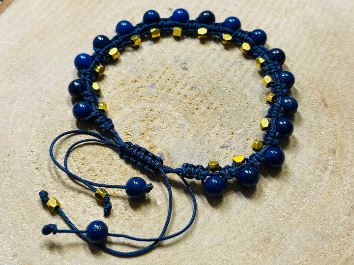 Lot de 5 Bracelets réglables en perles naturelles en Lapis-lazuli (50) - les bijoux de Thea 